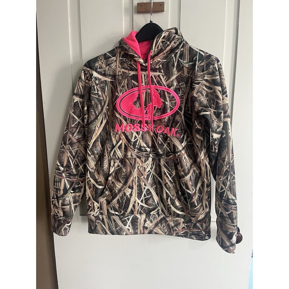 Mossy Oak Hoodie Camo Hooded Sweatshirt Pink Accents Women's Size M Hunting